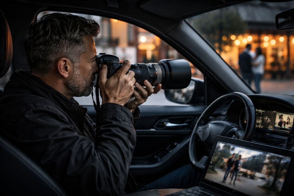 infidelity private investigator conducting surveillance during cheating spouse investigation